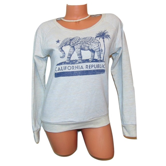 riot society Sweaters - Ladys Gray Long Sleeve California Republic Sweater